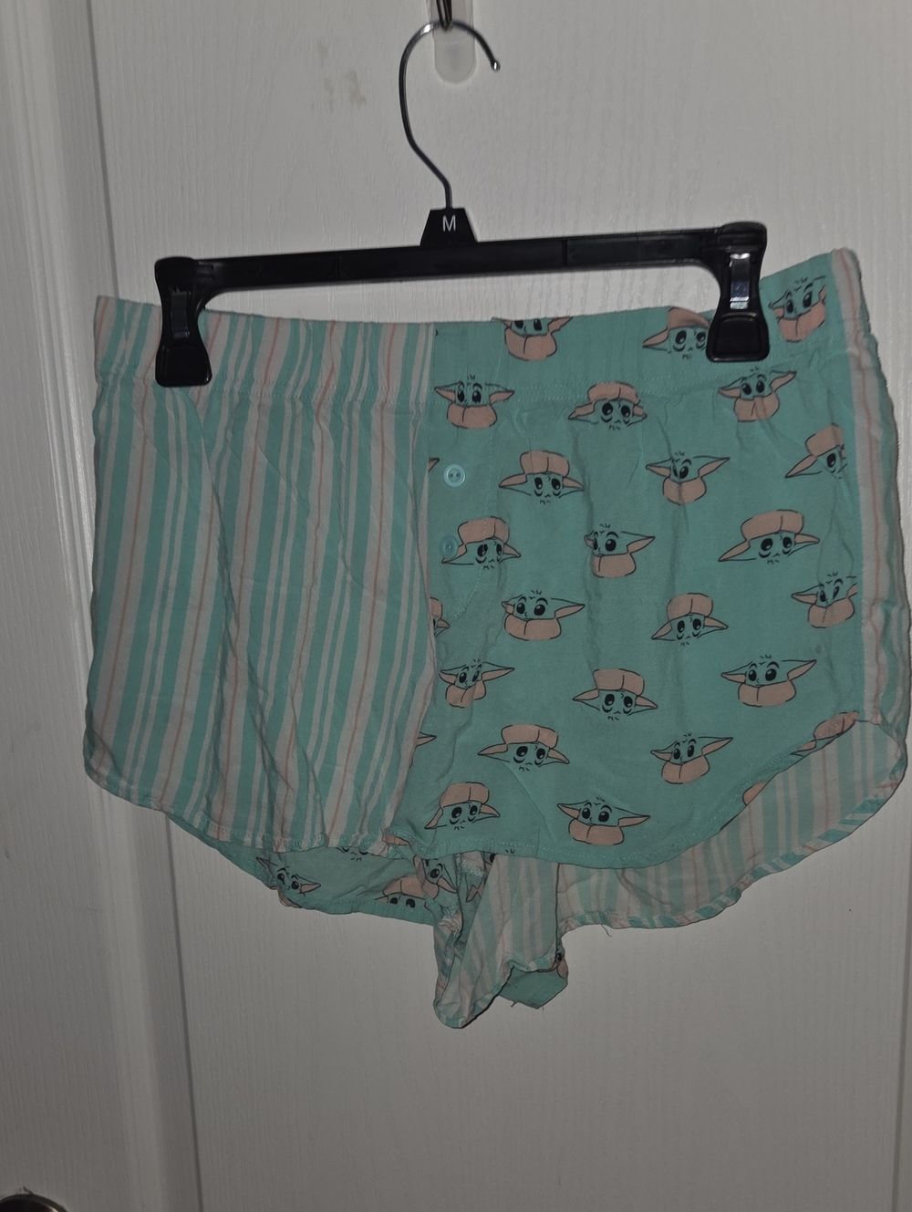 Women’s Mint Green Printed Sleep Shorts with Character Motif